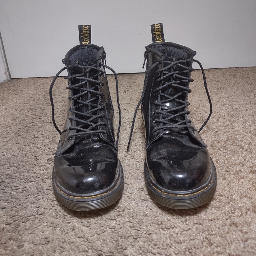 Dr. Martens Junior 1460 Patent Leather Lace Up Boots